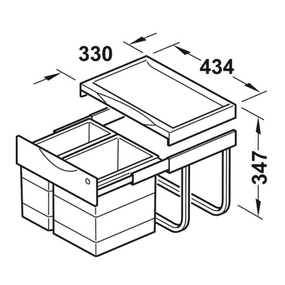 Cubo de basura doble con arrastrador Hafele 0930406